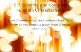 5.7 Describe and Compare Function Characteristics How do you analyze and compare functions? How do you sketch a graph from a verbal description?