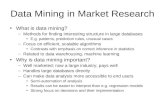 Data Mining in Market Research What is data mining? –Methods for finding interesting structure in large databases E.g. patterns, prediction rules, unusual.