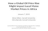 How a Global Oil Price Rise Might Impact Local Maize Market Prices in Africa January 7, 2013 Brian Dillon, Cornell University Chris Barrett, Cornell University.