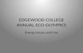 EDGEWOOD COLLEGE ANNUAL ECO-OLYMPICS Energy Issues and Use.
