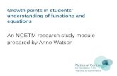 Growth points in students understanding of functions and equations An NCETM research study module prepared by Anne Watson.