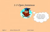 1-3 Open Sentences Be smart - correct your odd homework problems after you complete them! Algebra 1 Glencoe McGraw-HillLinda Stamper.