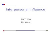 Interpersonal Influence MKT 750 Dr. West. Agenda Multi-Step Flow Model Role of gatekeepers and opinion leaders Understanding how WOM works and managing.