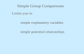 Simple Group Comparisons Limits you to simple explanatory variables simple potential relationships.
