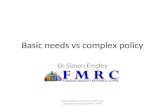 Basic needs vs complex policy Dr Simon Emsley Learn to listen: what communities are saying about housing 050411 FMRC.