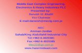Middle East Complex Engineering, Electronics & Heavy Industries PLC Presented by: Darwish AL-Khalili Vice Chairman E-mail:darwish@meclg.com.jo MEC Amman-Jordan.