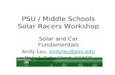 PSU / Middle Schools Solar Racers Workshop Solar and Car Fundamentals Andy Lau, andylau@psu.eduandylau@psu.edu Dale & Toby Short, SCASD.