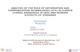 ANALYSIS OF THE ROLE OF INFORMATION AND COMMUNICATION TECHNOLOGIES (ICTs) IN CLIMATE CHANGE AWARENESS IN SEKE AND MUREWA DISTRICTS OF ZIMBABWE Shakespear.