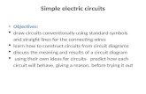 Simple electric circuits Objectives: draw circuits conventionally using standard symbols and straight lines for the connecting wires learn how to construct.