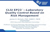 CLSI EP23 Laboratory Quality Control Based on Risk Management James H. Nichols, PhD, DABCC, FACB Chairholder EP23 Document Development Committee Professor.