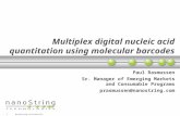 Multiplex digital nucleic acid quantitation using molecular barcodes Paul Rasmussen Sr. Manager of Emerging Markets and Consumable Programs prasmussen@nanostring.com.