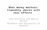 When money matters: liquidity shocks with real effects John Driffill and Marcus Miller Birkbeck and University of Warwick 1.
