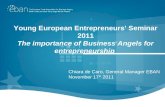 Young European Entrepreneurs Seminar 2011 The importance of Business Angels for entrepreneurship Chiara de Caro, General Manager EBAN November 17 th 2011.