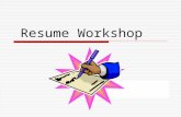 Resume Workshop. What is a Resume? Definition: A description of who you are: your competencies accomplishments future capabilities A marketing tool Purpose: