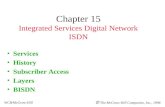 Chapter 15 Integrated Services Digital Network ISDN Services History Subscriber Access Layers BISDN WCB/McGraw-Hill The McGraw-Hill Companies, Inc., 1998.