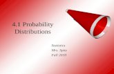 4.1 Probability Distributions Statistics Mrs. Spitz Fall 2010.