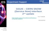 Experiment Support CERN IT Department CH-1211 Geneva 23 Switzerland  t DBES GGUS – CERN SNOW (Service Now) interface 2 nd update For T1SCM.
