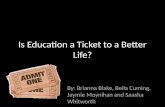 Is Education a Ticket to a Better Life? By: Brianna Blake, Bella Cuming, Jaymie Moynihan and Saasha Whitworth.