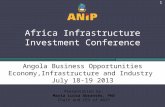 Africa Infrastructure Investment Conference Presentation by: Maria Luísa Abrantes, PhD Chair and CEO of ANIP 1 Angola Business Opportunities Economy,Infrastructure.