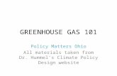 GREENHOUSE GAS 101 Policy Matters Ohio All materials taken from Dr. Hummels Climate Policy Design website.