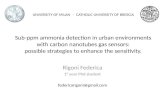 Sub-ppm ammonia detection in urban environments with carbon nanotubes gas sensors: possible strategies to enhance the sensitivity. Rigoni Federica 1° year.