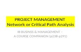 PROJECT MANAGEMENT Network or Critical Path Analysis IB BUSINSS & MANAGEMENT – A COURSE COMPANION (p238-p291)