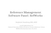 Reference Management Software Panel: RefWorks Stephanie Swanberg, MSI, AHIP swanberg@oakland.edu Oakland University William Beaumont School of Medicine.