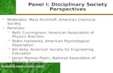 Panel I: Disciplinary Society Perspectives Moderator: Mary Kirchhoff, American Chemical Society Panelists: Beth Cunningham, American Association of Physics.