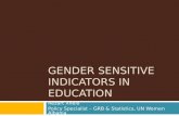 GENDER SENSITIVE INDICATORS IN EDUCATION Rezart Xhelo Policy Specialist – GRB & Statistics, UN Women Albania.