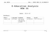 Doc.: IEEE 802.11-14/0045r1 Submission Jan 2014 E-Education Analysis HEW SG Date: 2014-01 Authors: Graham Smith, DSP GroupSlide 1.