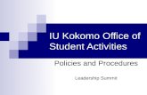 IU Kokomo Office of Student Activities Policies and Procedures Leadership Summit.