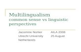 Multilingualism common sense vs linguistic perspectives Jacomine NortierAILA 2008 Utrecht University25 August Netherlands.
