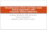 Gregory Shklover, Ben Emanuel Intel Corporation MATAM, Haifa 31015, Israel Simultaneous Clock and Data Gate Sizing Algorithm with Common Global Objective.