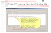 SW318 Social Work Statistics Slide 1 Central Tendency- Nominal Variable (1) Recall that “marital status” [marital] is a nominal variable and the only central.