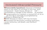 Increased Intracranial Pressure Monro-Kellie hypothesis: because of limited space in the skull, an increase in any one skull component—brain tissue, blood,