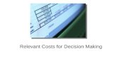Relevant Costs for Decision Making. Learning Objective 1 Identify relevant and irrelevant costs and benefits in a decision.