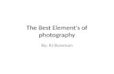 The Best Element's of photography By: RJ Bowman. Depth of field The background is blurred out so its Depth of field. Owner: Norm Townsend License information:
