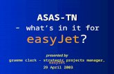 ASAS-TN ASAS-TN - what’s in it for easyJet? presented by graeme clark - strategic projects manager, easyJet 29 April 2003.