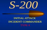 S-200 INITIAL ATTACK INCIDENT COMMANDER TYPE 4 Course Objectives A. Gather essential data about the fire and lead the initial attack resources to the.