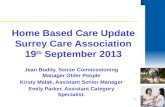 Home Based Care Update Surrey Care Association 19 th September 2013 Jean Boddy, Senior Commissioning Manager Older People Kirsty Malak, Assistant Senior.