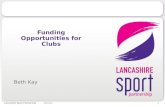 1 25/08/2014Lancashire Sport Partnership Funding Opportunities for Clubs Beth Kay.