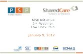 January 9, 2012 MSK Initiative 2 nd Webinar Low Back Pain.