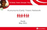 WA Early Years Groups’ Forum Kununurra Early Years Network Perth May 2011.