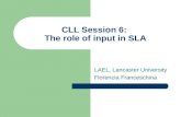 CLL Session 6: The role of input in SLA LAEL, Lancaster University Florencia Franceschina.