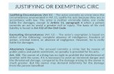 JUSTIFYING OR EXEMPTING CIRC Justifying Circumstances (Art 11) – The actor commits no crime since the circumstances enumerated in Art 11, justify his acts.