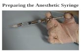 Preparing the Anesthetic Syringe. Equipment 1) Sterile syringe 2) Disposable needle 3) Anesthetic cartridge.