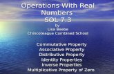 Operations With Real Numbers SOL 7.3 by Lisa Beebe Chincoteague Combined School Commutative Property Associative Property Distributive Property Identity.