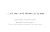 10.5 Lines and Planes in Space Parametric Equations for a line in space Linear equation for plane in space Sketching planes given equations Finding distance.