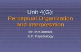 Unit 4(G): Perceptual Organization and Interpretation Mr. McCormick A.P. Psychology.