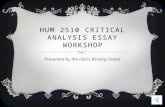 HUM 2510 CRITICAL ANALYSIS ESSAY WORKSHOP Presented by the FGCU Writing Center.